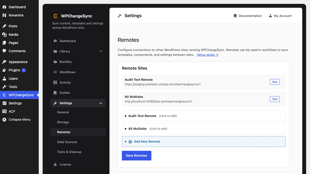 Create an Application Password on the target site